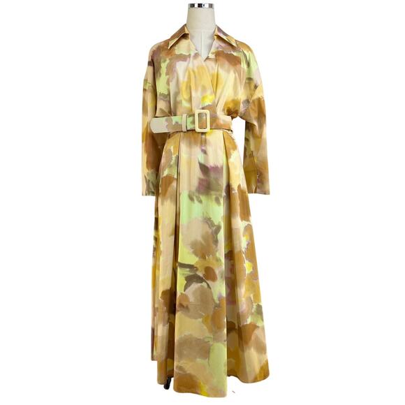 Exquise Brooklyn Dress Watercolor Belted Cotton Yellow Orange Pastels - Picture 1 of 17